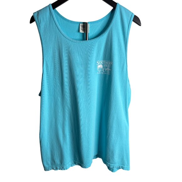 Southern Fried Cotton Tank Top Blue with Pink Lobster Men's L - Picture 2 of 7